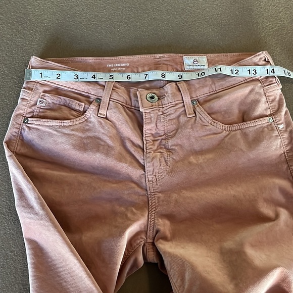 Ag Adriano Goldschmied NWT Super Skinny Velvet Leggings Rose Gold- Size 27R - Picture 7 of 14